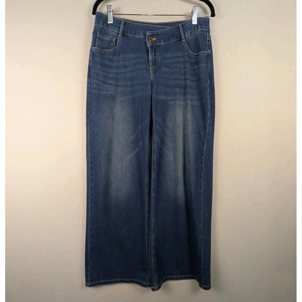 Halara Flex Asymmetric High Waisted  Washed Baggy Jeans  Blue Small Regular